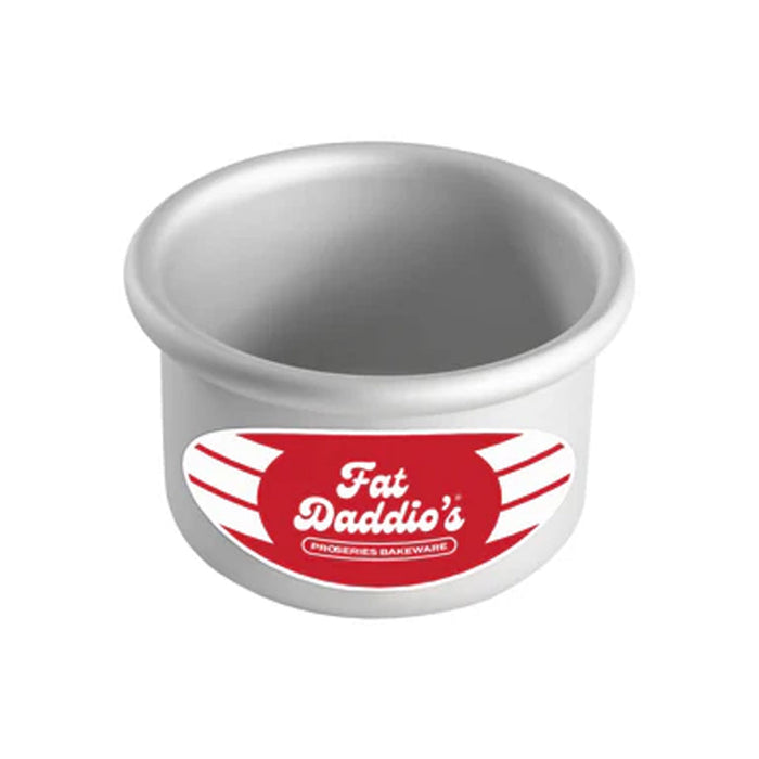 Fat Daddio’s 4 inch round anodized aluminum cake pan with solid bottom, 4 x 2 inch round baking pan with seamless straight sides and rolled rim, Professional 4 inch small cake pan made from anodized aluminum for even heatin