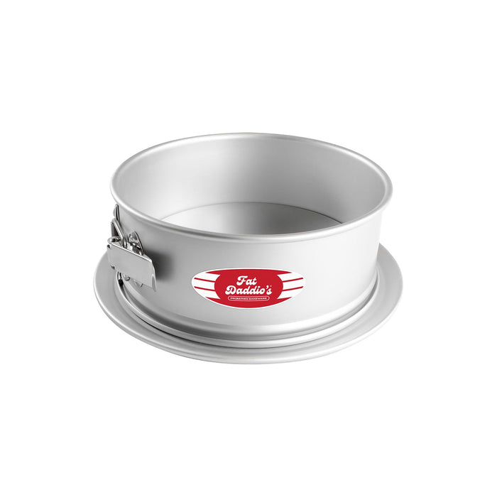 Fat Daddio's 10 inch anodized aluminum springform pan with spring latch, Professional round cheesecake pan 10 x 3 inches with removable base, Anodized aluminum springform pan for cheesecakes and quiches