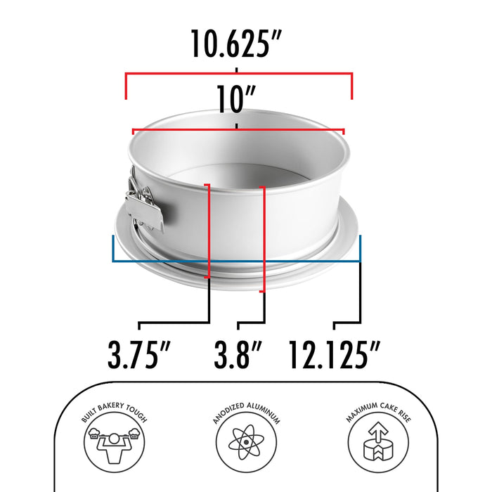Fat Daddio's Anodized Aluminum Round Springform Pan, 10 in x 3 in