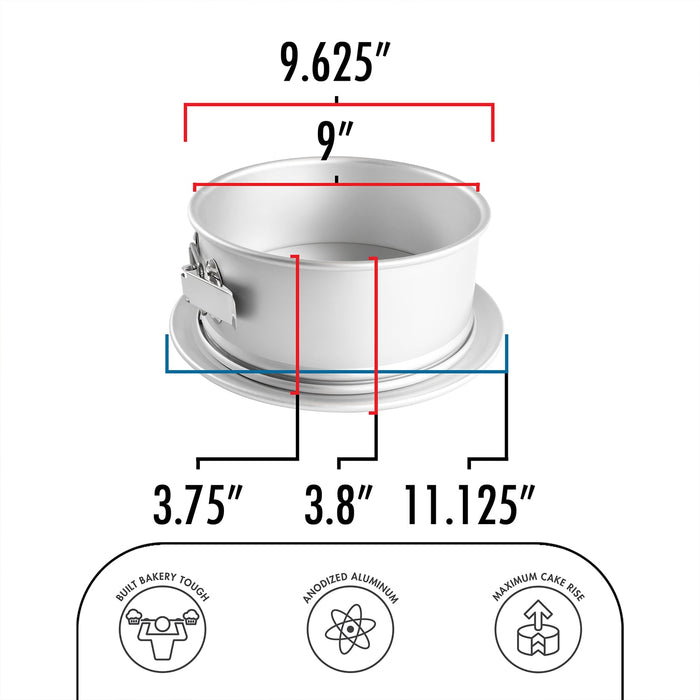 Fat Daddio's Anodized Aluminum Round Springform Pan, 9 in x 3 in