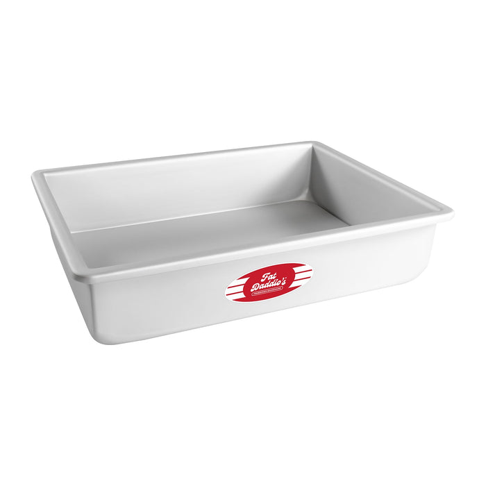 Fat Daddio's 9 x 13 x 3 inch anodized aluminum deep sheet cake pan with boxed rim, Professional deep oblong baking pan 9x13 inches straight sides, Anodized aluminum rectangle cake pan for tall layer cakes and deep dishes