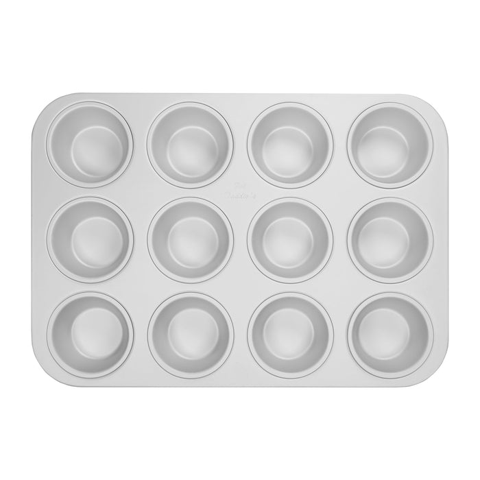 Fat Daddio's 12 cavity anodized aluminum standard muffin pan with 2 7/8 inch diameter cups, Professional cupcake baking pan 15.75 x 11.25 inches, Anodized aluminum 12 count muffin tin for standard size treats