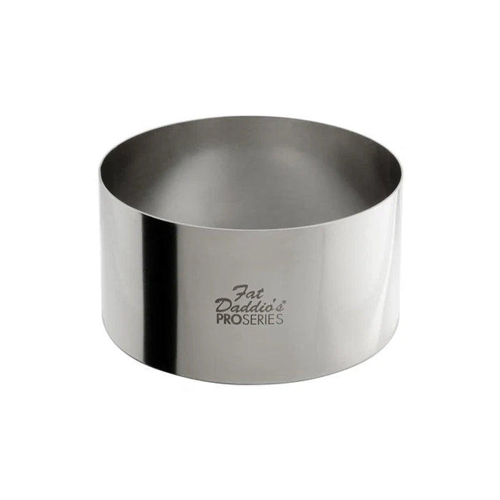 Fat Daddio's 4 x 2 inch stainless steel round cake and pastry ring, Professional bottomless food ring mold with polished mirror finish, Stainless steel 4 inch plating and molding ring for individual desserts