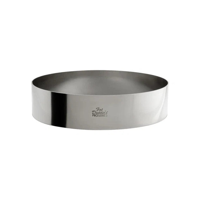Fat Daddio's 8 x 2 inch stainless steel round cake and pastry ring, Professional bottomless cake ring mold with polished mirror finish, Stainless steel 8 inch baking and plating ring for cakes and mousses