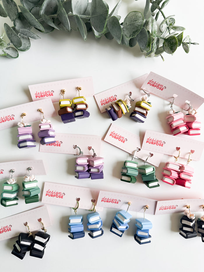 Floral Book Stack Earrings