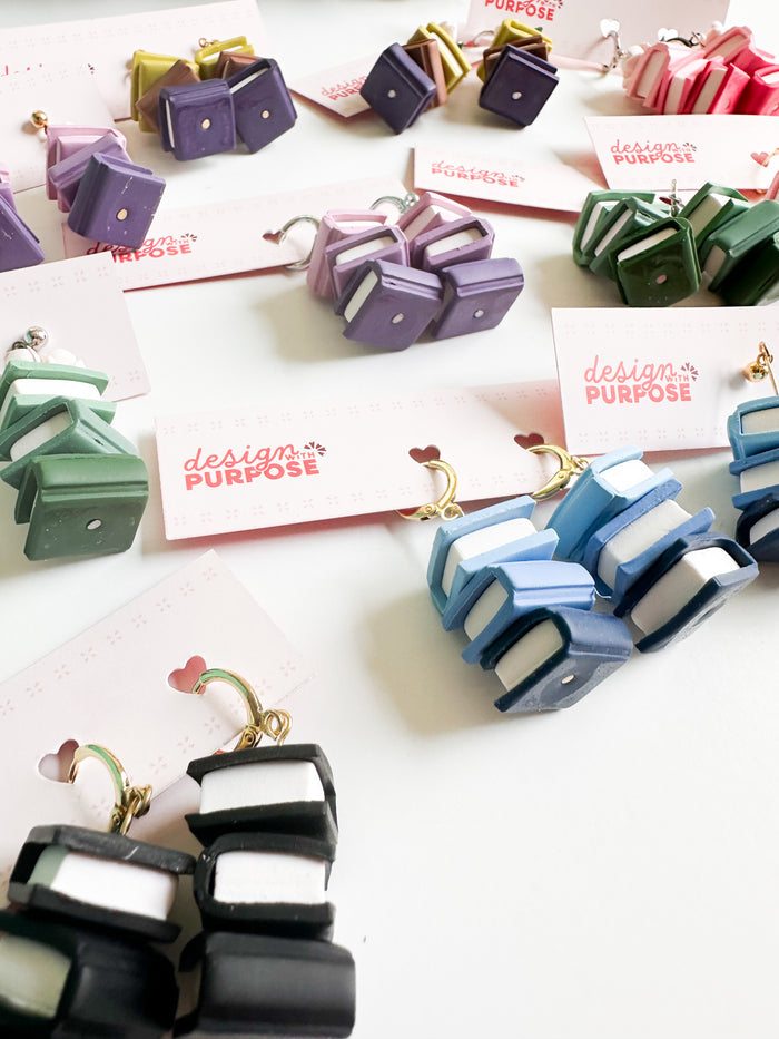 Floral Book Stack Earrings
