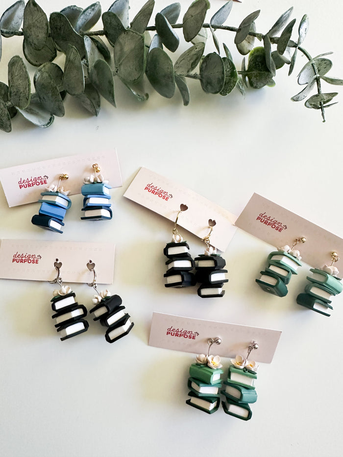 Floral Book Stack Earrings