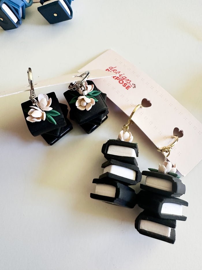 Floral Book Stack Earrings