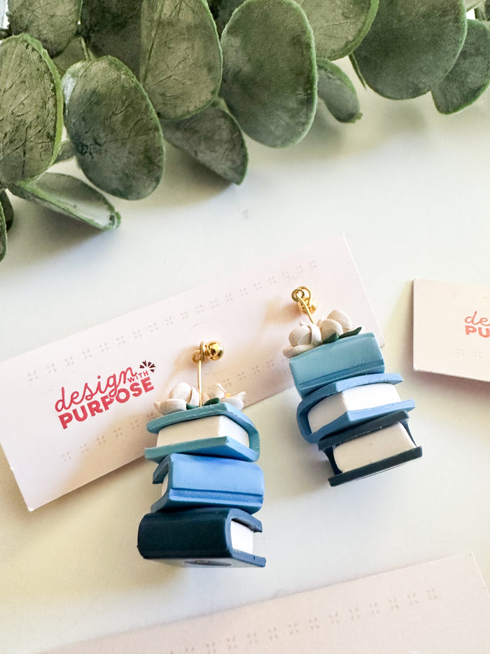Floral Book Stack Earrings