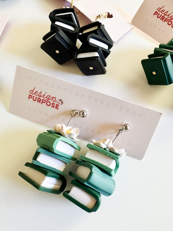 Floral Book Stack Earrings