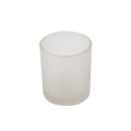 Two frosted 8oz glass tumblers with personalized engraved names placed side by side