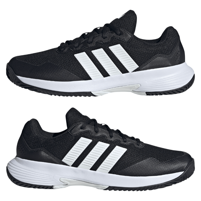 Adidas GameCourt 2 Mens Tennis Shoes - Core Black/Cloud White/Silver Metallic