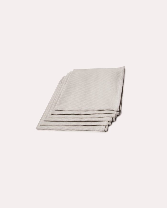 Gingham Cotton Tea Towel 6 pcs - Grey - Ocoza