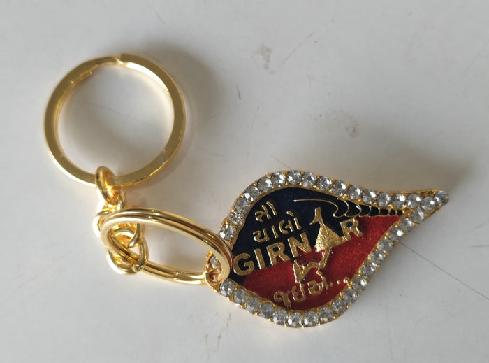 Girnar Keychain (1 Side Diamond gold | Gujarati) - Girnar Darshan Jain devotional product