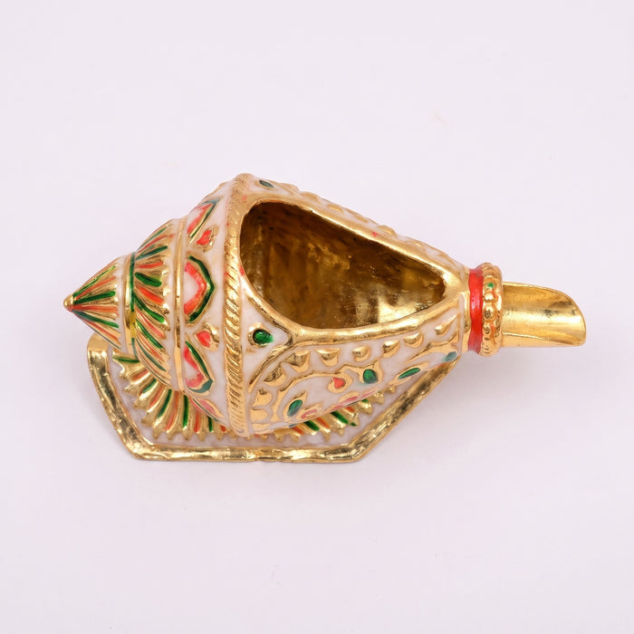 Girnar Meenakari Shankh Kalash | Gold & Ivory