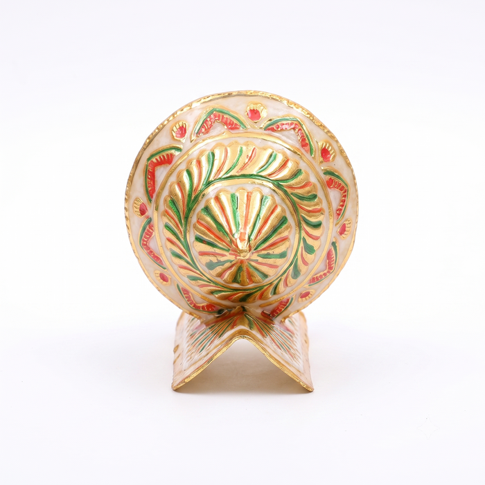 Girnar Meenakari Shankh Kalash | Gold & Ivory
