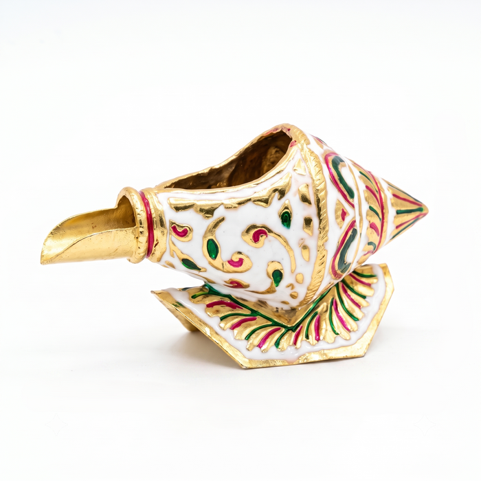 Girnar Meenakari Shankh Kalash | white & gold