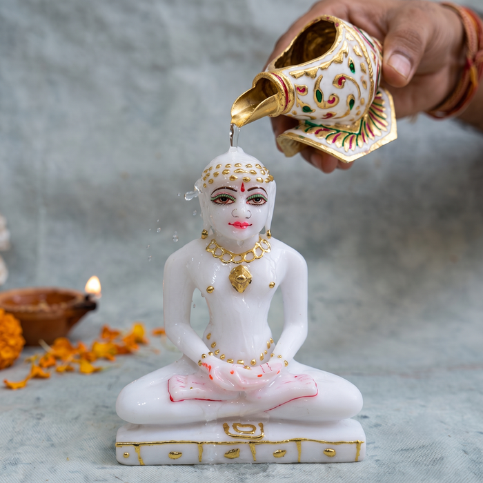 Girnar Meenakari Shankh Kalash | white & gold