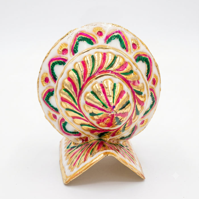 Girnar Meenakari Shankh Kalash | white & gold