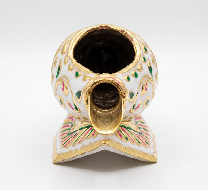Girnar Meenakari Shankh Kalash | white & gold