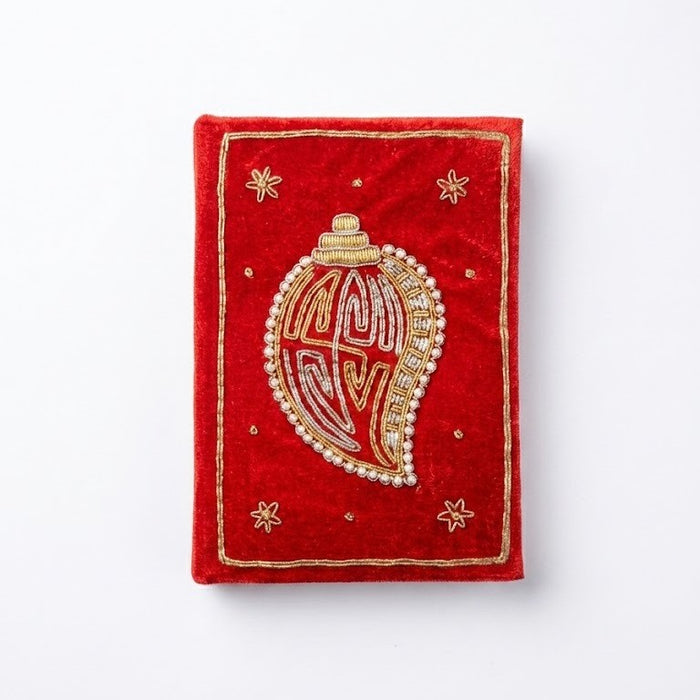 Girnar Pearl Zardozi Paisley Embroidered Velvet Notebook | Handcrafted Diary