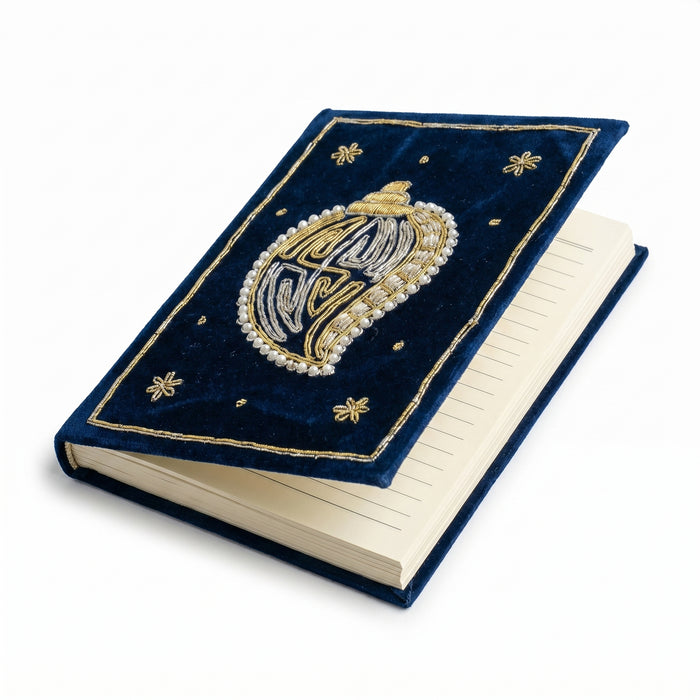 Girnar Pearl Zardozi Paisley Embroidered Velvet Notebook | Handcrafted Diary