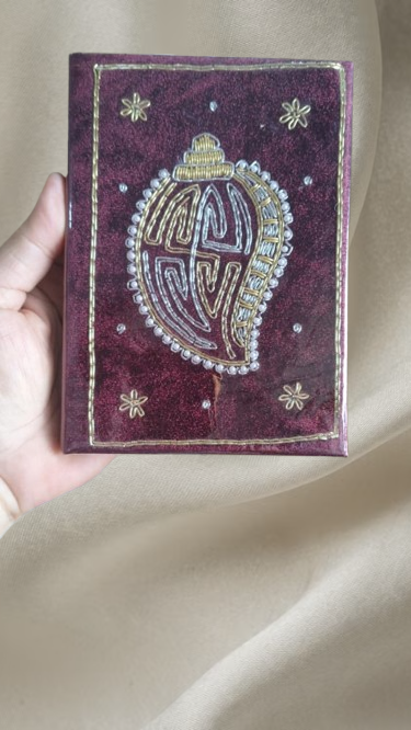 Girnar Pearl Zardozi Paisley Embroidered Velvet Notebook | Handcrafted Diary