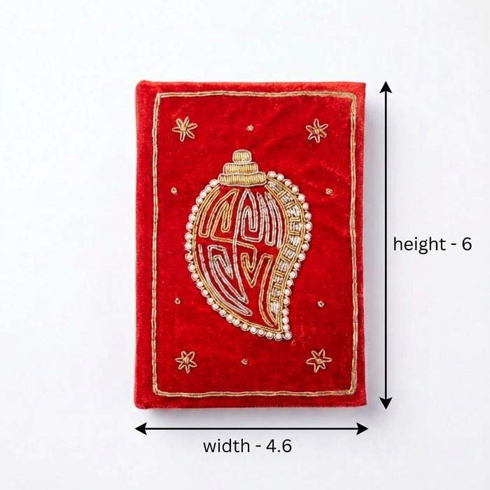 Girnar Pearl Zardozi Paisley Embroidered Velvet Notebook | Handcrafted Diary