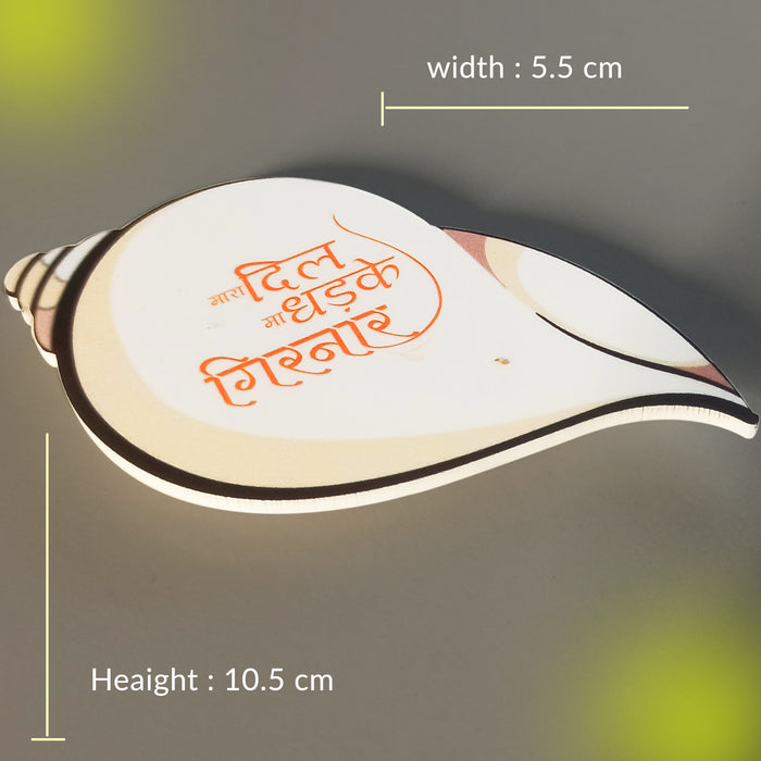 Girnar Shank and Temple Design Magnetic Brouch