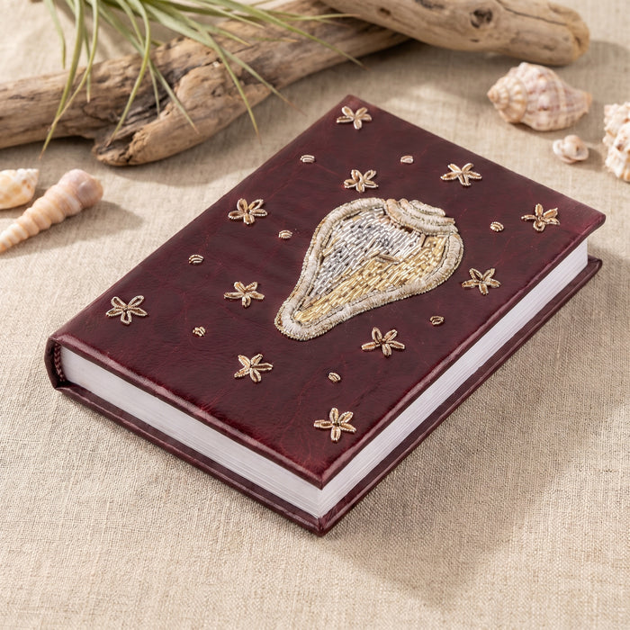 Girnar Shankh Embroidered Devotional Diary - Maroon