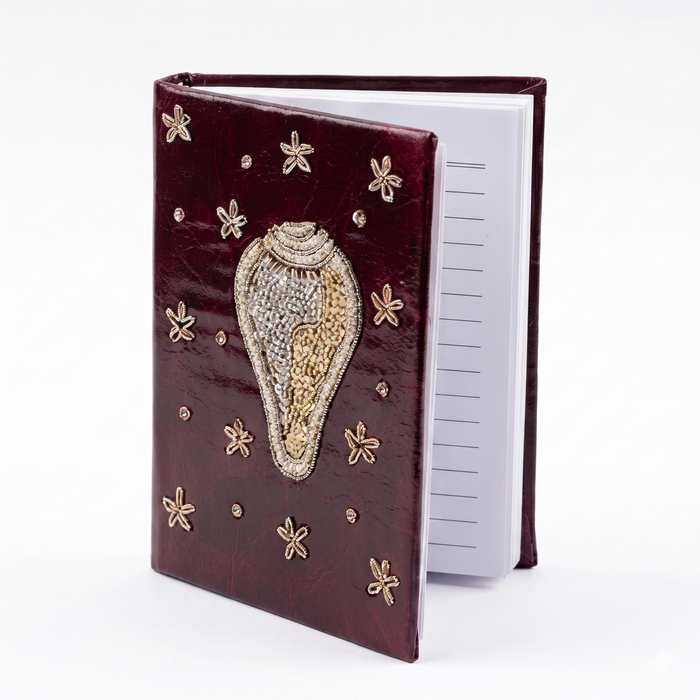 Girnar Shankh Embroidered Devotional Diary - Maroon