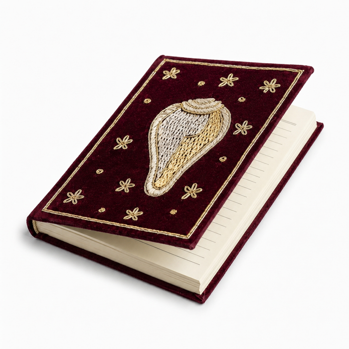 Girnar Shankh Embroidered Devotional Diary - Maroon