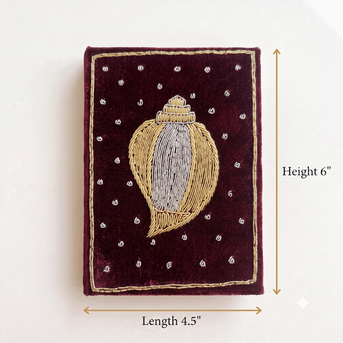 Girnar Velvet Notebook with Handcrafted Shankh Design