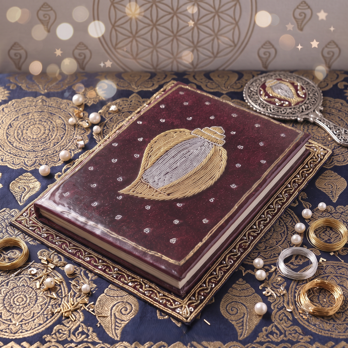 Girnar Velvet Notebook with Handcrafted Shankh Design