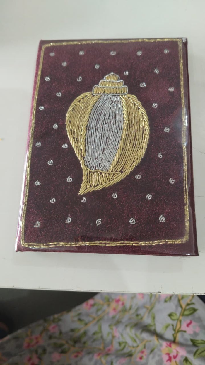 Girnar Velvet Notebook with Handcrafted Shankh Design