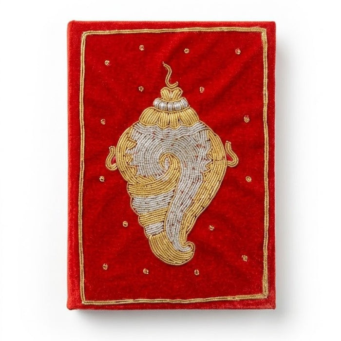 Girnar Zardozi Shankh Embroidered Hardbound Notebook | Handcrafted Diary