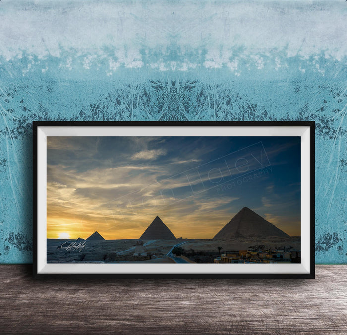Giza Pyramids Sunset Print | Sphinx Desert Golden Hour Wall Art