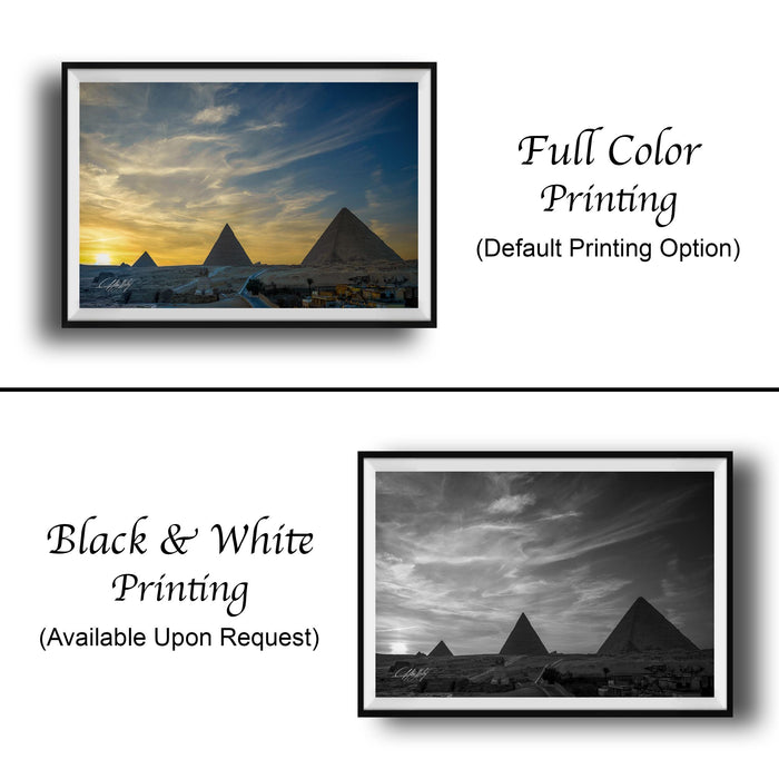Giza Pyramids Sunset Print | Sphinx Desert Golden Hour Wall Art