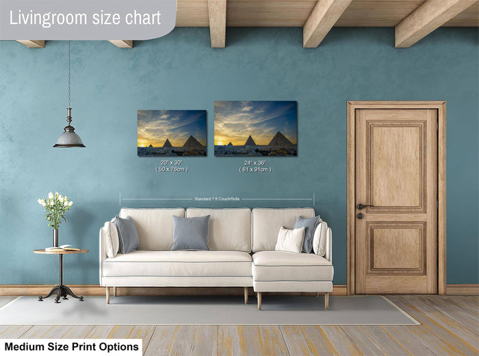 Giza Pyramids Sunset Print | Sphinx Desert Golden Hour Wall Art