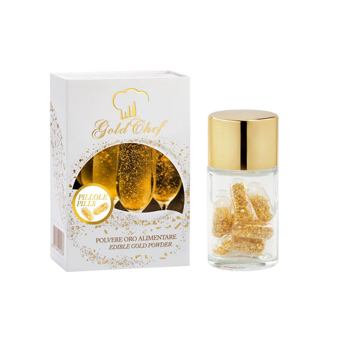 Gold Chef 23 KT Edible Gold Pills 8 mg 8 pieces product image,
Gold Chef 23 KT Edible Gold Pills 8 mg edible decoration,
Gold Chef 23 KT Edible Gold Pills 8 mg premium edible gold for cake and chocolate decorating