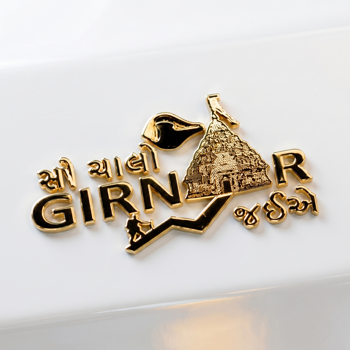 Girnar Gujarati gold sticker - Girnar Darshan Jain decal