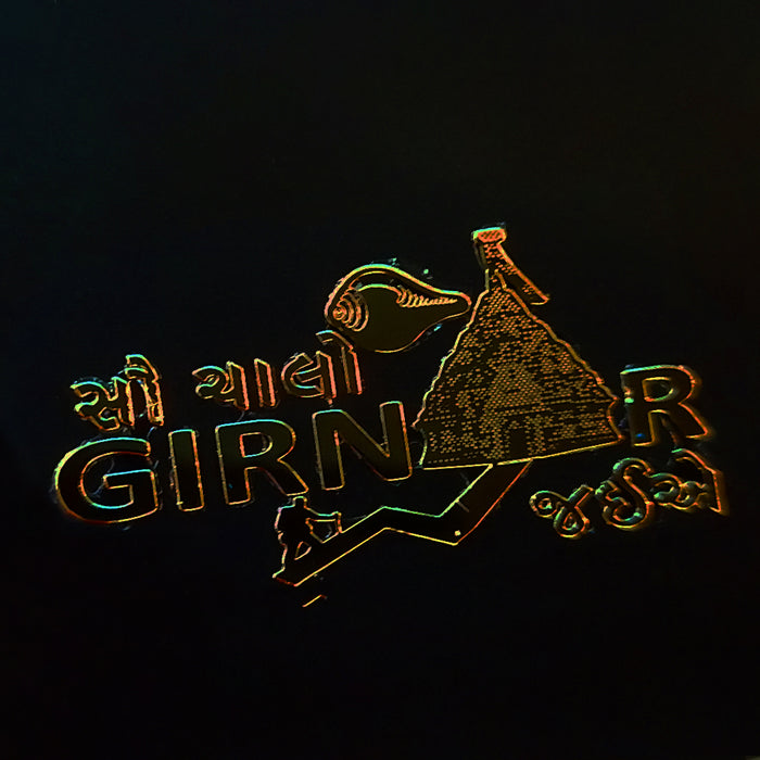 Girnar Gujarati gold sticker - Girnar Darshan Jain decal