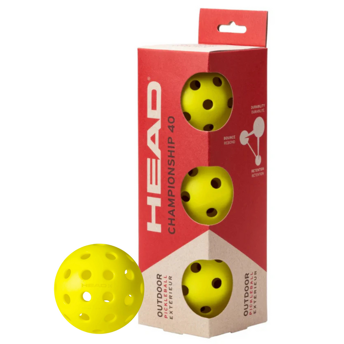 Head 3B Championship 40 Outdoor Pickleball 3 Pack - Yellow