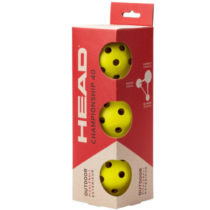 Head 3B Championship 40 Outdoor Pickleball 3 Pack - Yellow