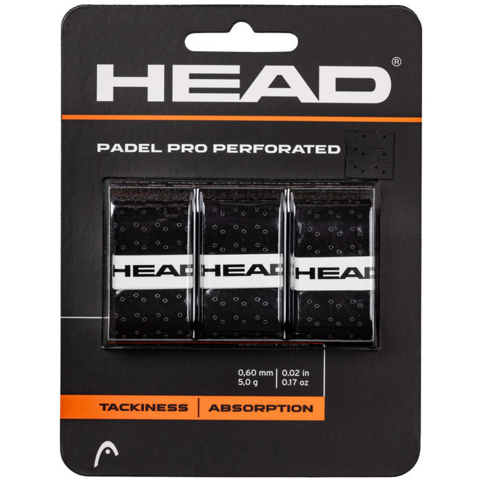 Head Padel Pro Perforated Grip 3 Pack - Black