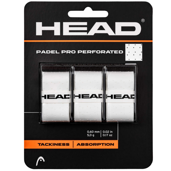 Head Padel Pro Perforated Grip 3 Pack - White