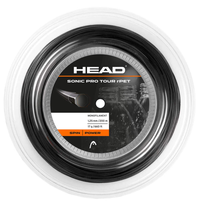 Head Sonic Pro Tour rPET 1.25/17 200m String Reel - Black