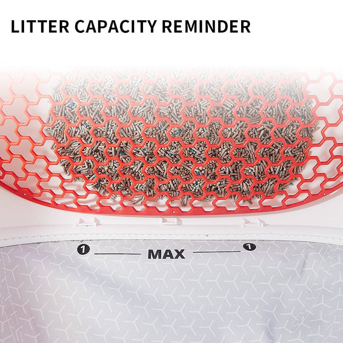 High Performance Cat Litter Pad with visible dashed lines indicating recommended litter capacity for optimal use