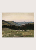 Highland Landscape by Leon Wyczółkowski is a vintage mountain landscape print with layered blue peaks and green fields, a peaceful nature print.