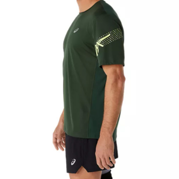 Asics Icon SS Mens Tennis Top - Rain Forest/Glow Yellow
